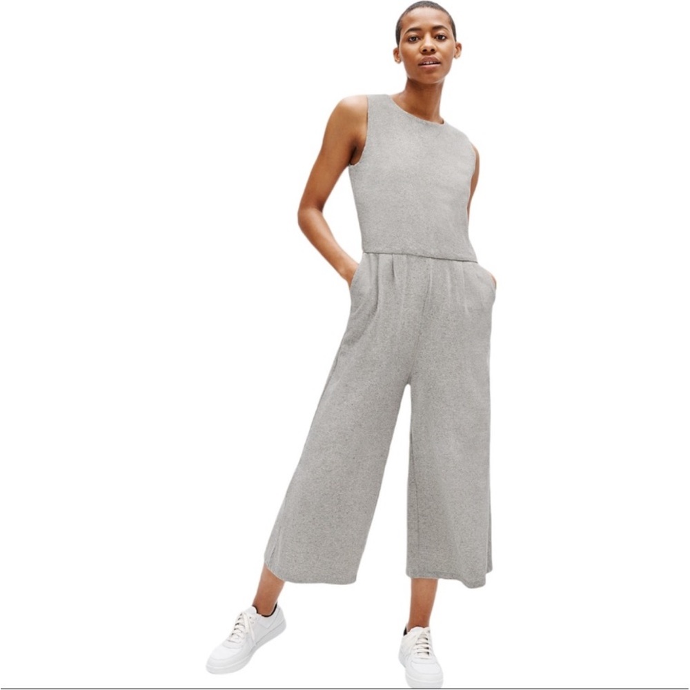Eileen Fisher Sleeveless Cropped Wide Leg Moon Jumpsuit Size L